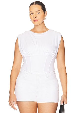 Good American Sleeveless Corset Top in White