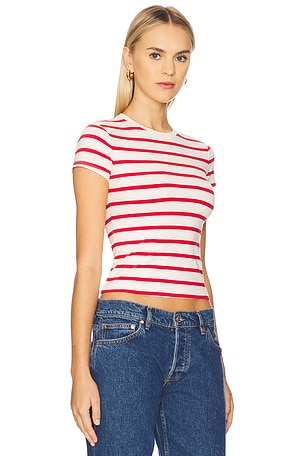 Good American Super Stretch Baby Tee in Cream,Red