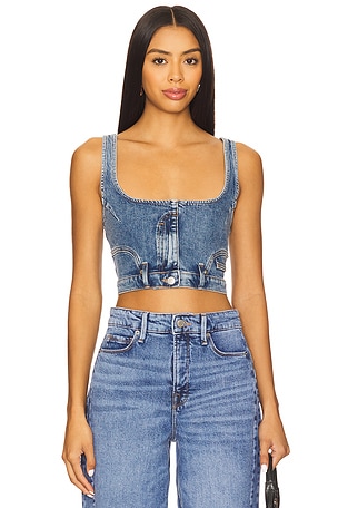 Reworked Denim Vest in Indigo911 Good American