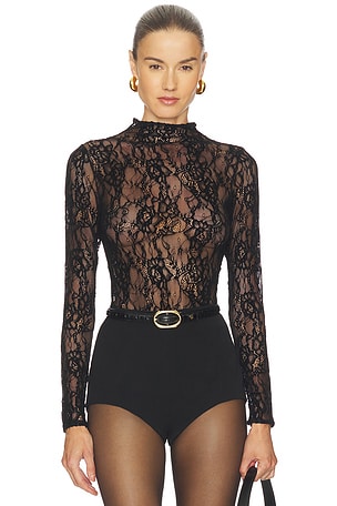 Lace Mock Neck Bodysuit Good American