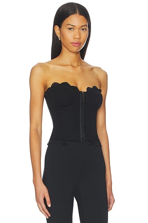 Good American Matte Jersey Lace Trim Bustier in Black