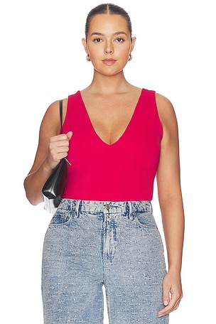 Good American Sculpting Deep V Bodysuit in Red