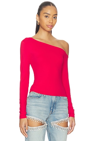 Good American Weightless Sculpting One Shoulder Top in Red