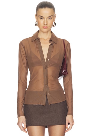 Mesh Button Up Top Good American