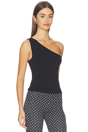 Good American Super Stretch One Shoulder Tank Top in Black
