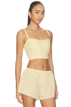 Good American Poplin Buster Cami Top in Lemon