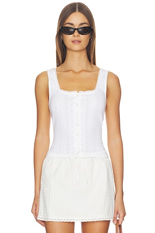 The Pointelle Button Down Tank Top Good American