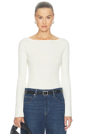 The Rib Scoop Boat Neck Top Good American