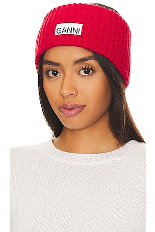 Ganni Structured Rib Headband in Racing Red | REVOLVE