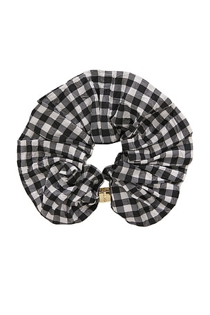Crinkled Taffeta Check Scrunchie Ganni