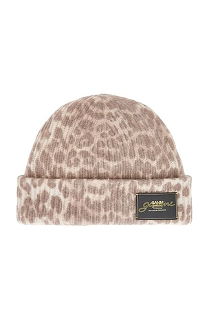 Graphic Mix Printed Leopard Beanie Ganni