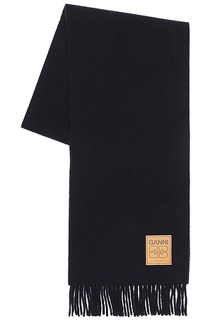 Ganni Double Face Solid Scarf in Navy