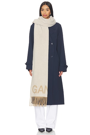 Fringed Wool Scarf Ganni