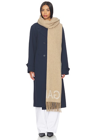 Ganni Fringed Wool Scarf in Cream