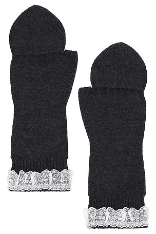Compact Wool Lace Mittens Ganni