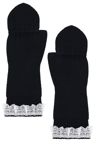 Compact Wool Lace Mittens Ganni