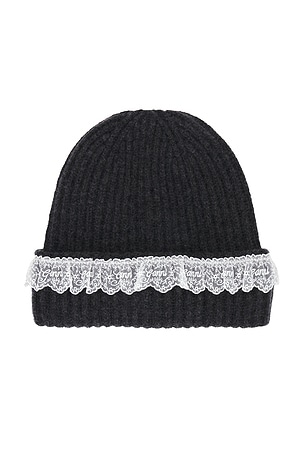 Compact Wool Lace Beanie Ganni