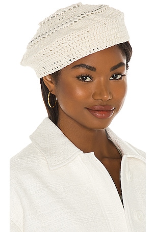 Ganni Cotton Beanie in Egret | REVOLVE