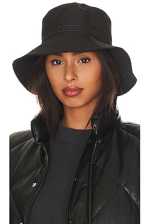 ★Ganni★ Recycle Tech Bucket Hat Black A4735099 A4735099SS2 Ganni Black Tech Bucket Hat | italist