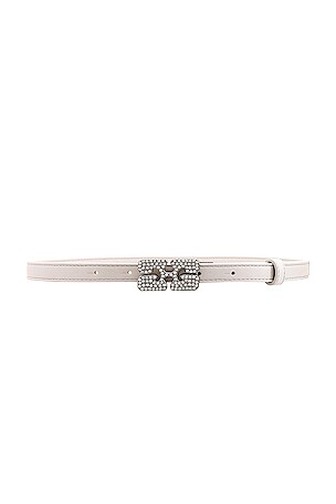 Ganni Logo Rhinestones Belt in Egret | REVOLVE display picture 3