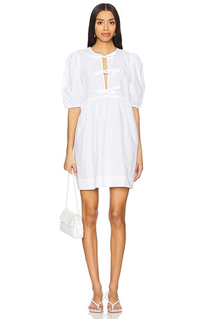 Poplin Tie String Mini Dress Ganni