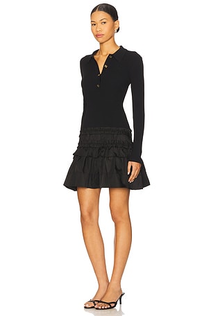 Ganni Melange Rib Knit Mini Dress in Black