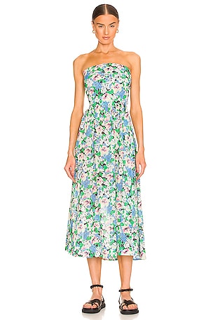 ganni blue floral wrap dress Ganni Blue Wrap Dress With Small Floral Print  Phoenix Style