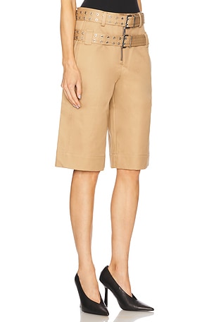 Ganni Bonded Belt Shorts in Tan. Size 36. Also