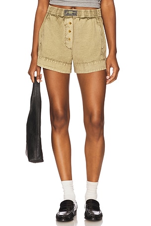 Washed Stretch Cotton Elasticated Shorts Ganni