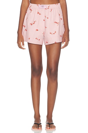 Ganni Printed Stretch Cotton Short in Pink