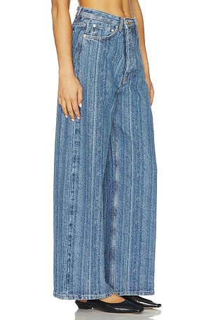 Ganni Structured Denim Double Fly Baggy Jean in Blue