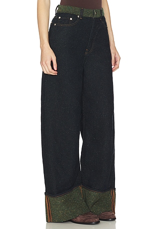 Ganni Melange Twill Denim Baggy Jeans Fold-up in Blue. Size 29. Also