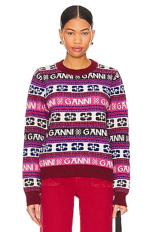 Logo O-neck Sweater Ganni