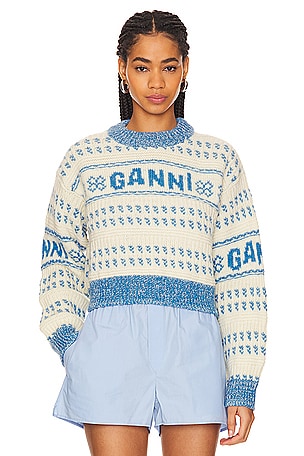Cropped O-Neck Sweater Ganni