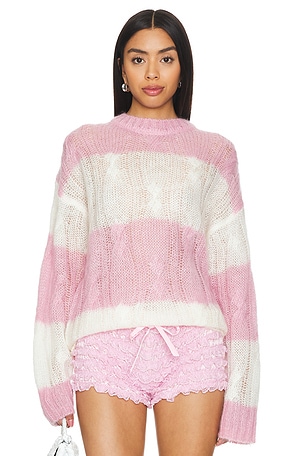 Mohair Striped Cable Sweater Ganni