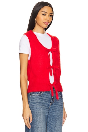 Ganni Light Mohair Tie String Vest in Red