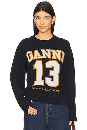 Graphic Baseball Crewneck Ganni