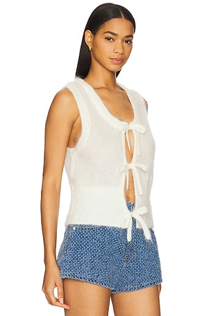 Ganni Mohair Tie String Vest in Ivory