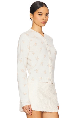 Ganni Printed Merino Cardigan in Cream