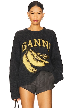 Fine Brushed Alpaca Banana Oversized O-neck Ganni