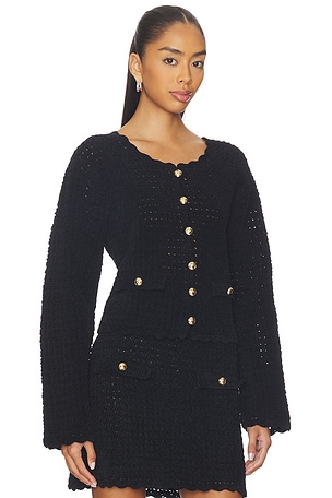 Ganni Chenille Crochet Cardigan in Black