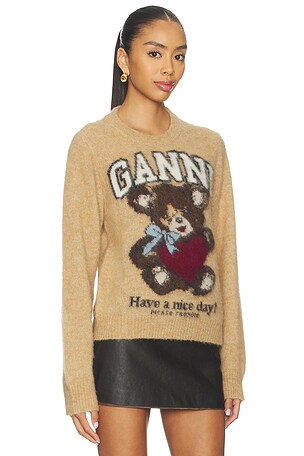 Ganni Brushed Alpaca Sweater in Brown