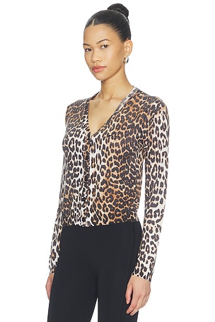 Ganni GILET PRenTED MERenO en Marron