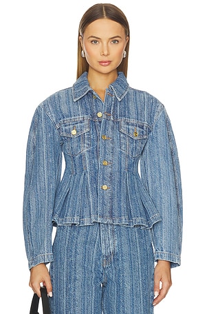 Structured Denim Fitted Jacket Ganni