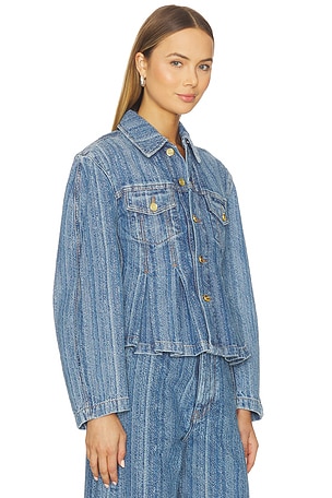 Ganni Structured Denim Fitted Jacket in Blue