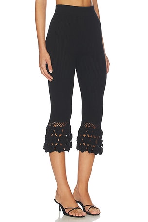 Ganni Fine Cotton Rib Crochet Pant in Black