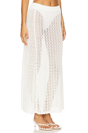 Ganni Shiny Pointelle Long Skirt in White. Size XS. Also