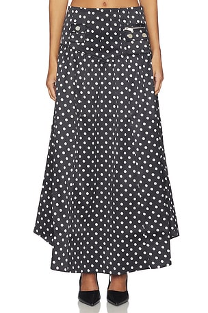 Printed Double Satin Corset Skirt Ganni