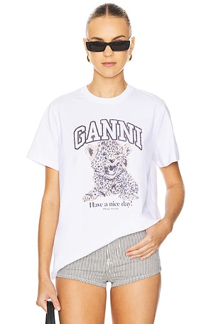 CAMISETA BASIC JERSEY LEOPARD RELAXED Ganni