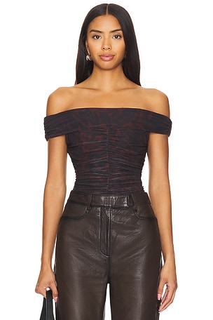 Off-shoulder Ruched TopGanni$195